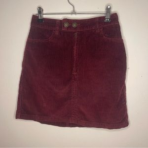 Hollister Maroon High Rise Mini Corduroy Skirt